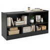 2-Tier Wooden Kids Bookcase with 5 Compartments for Playroom Study-Black