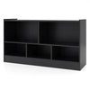 2-Tier Wooden Kids Bookcase with 5 Compartments for Playroom Study-Black