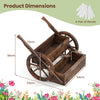 2-Tier Wooden Wagon Planter Box Decorative Raised Garden Bed with Wheels-Coffee