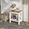 2-Tier Waterproof Shower Bench with Storage Shelf-Brown