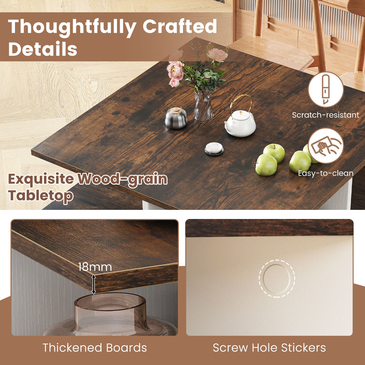 2-Tier Square Coffee Table with 4 Storage Compartments and Cross-shape Base-Coffee