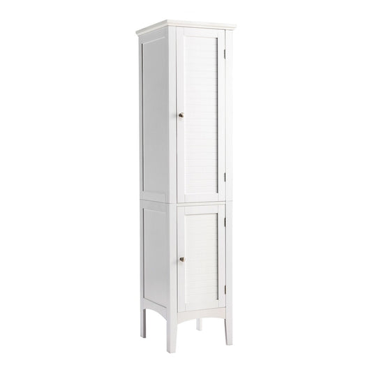 2-Door 160cm High Freestanding Bathroom Cabinet with 5-Tier Shelves in white
