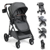 2 in 1 Baby Stroller Convertible High Landscape with Bassinet Mode Reversible Seat-Grey