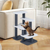 2-in-1 Cat Tree Tower Pet Steps with Sisal Scratching Post 3 Large Platforms-Grey