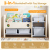 2-in-1 Kids Toy Storage Organizer with Bookshelf and 4 Storage Boxes-Grey