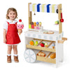 2-in-1 Wooden Ice Cream Cart with Display Shelves for Kids 3+ Years Old-White