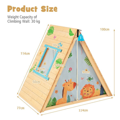 Diagram showing the dimensions of the children's climbing playhouse