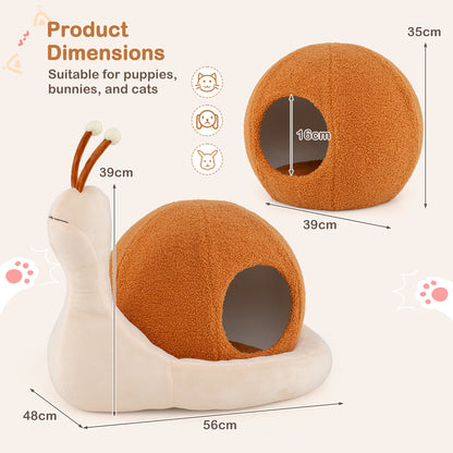 the cat furniture, a diagram showing the dimensions of the snail-shaped cat bed