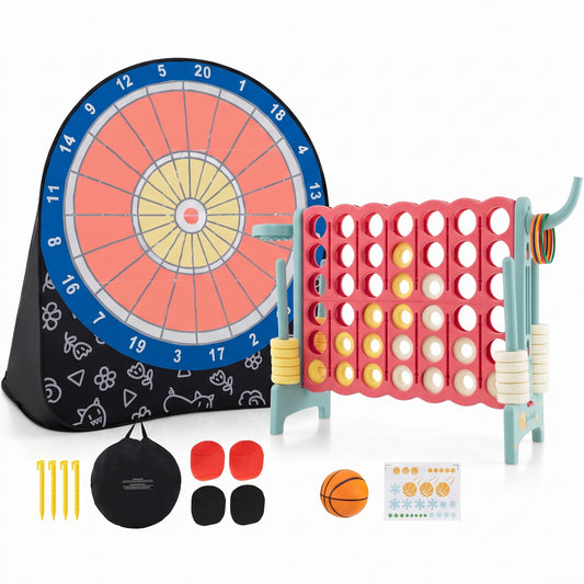 2-in-1 Giant Games Set with Connect 4 and Soccer Dart Board and accessories