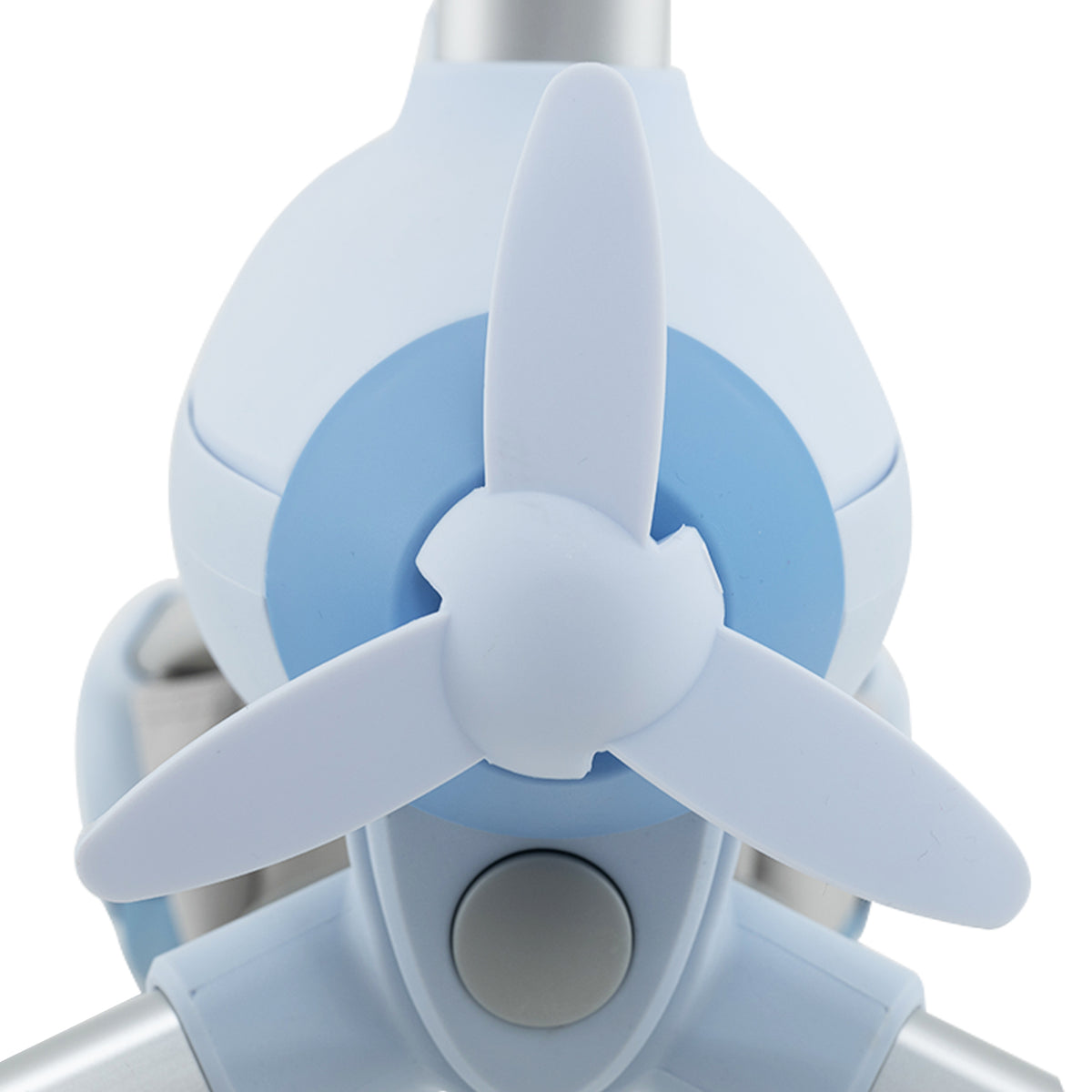 Close up of the propeller detail on the blue ride-on push car