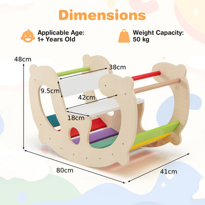 Dimensions diagram for the natural wood rocking horse arch with measurements