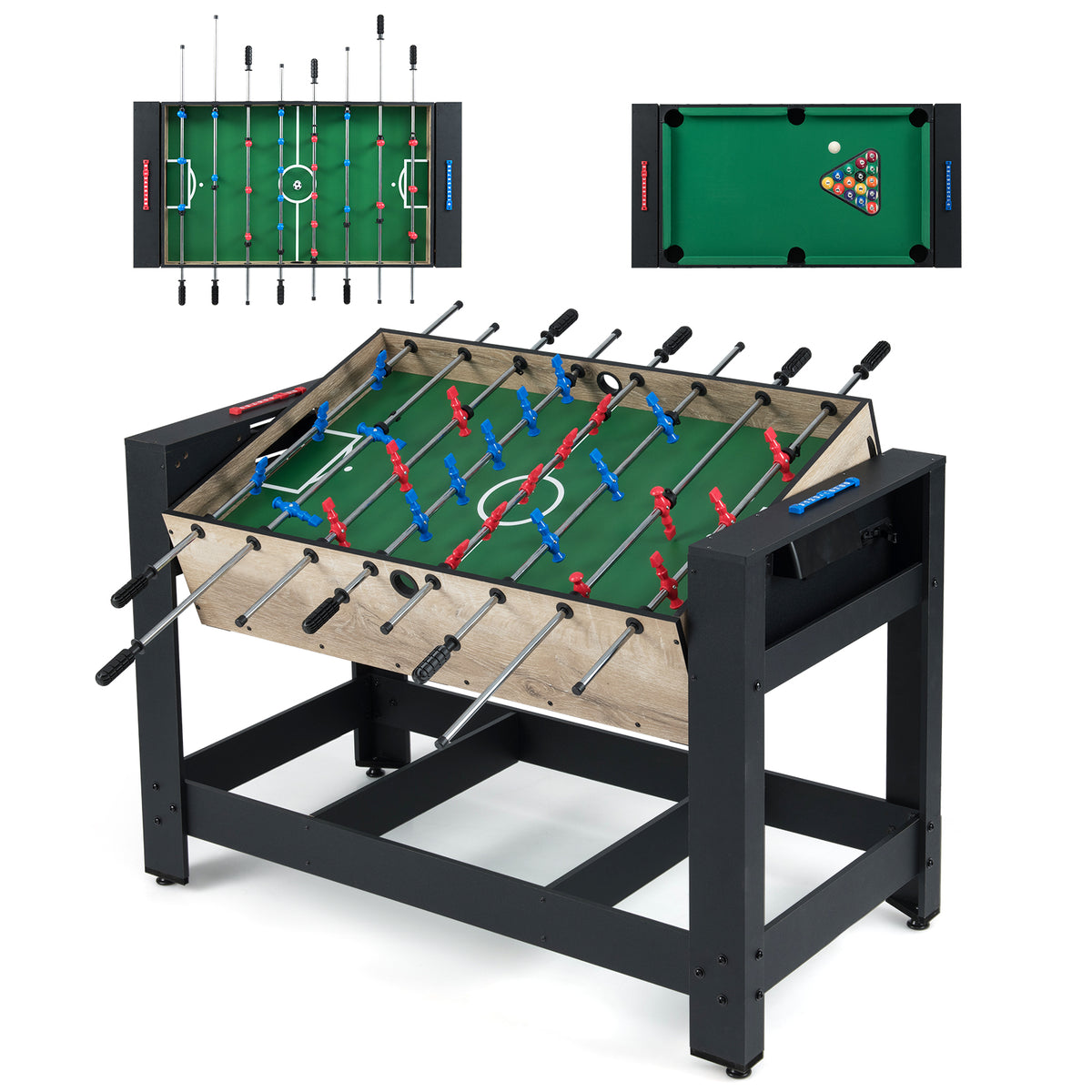 2-in-1 Swivel Multi Game Table 122 cm Foosball shown with both game surfaces visible