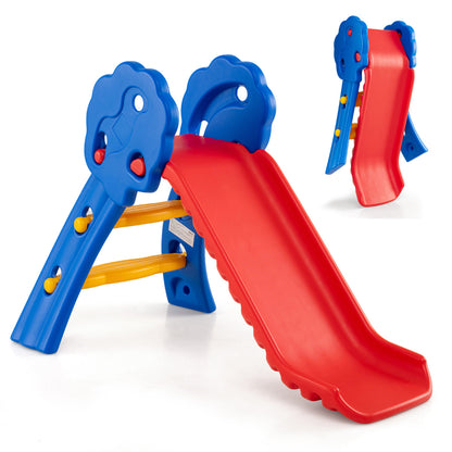 2 in 1 Toddler Slide with red slide and blue frame