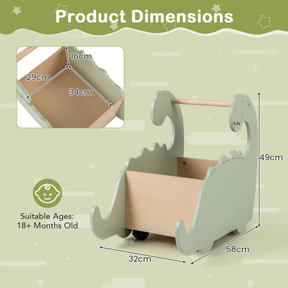 The baby walker shown with arrows indicating its overall dimensions