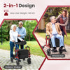 2-in-1 Foldable Rollator Walker with Seat and Pneumatic Tires for All Terrain-Red