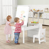 2-in-1 Kids Art Table and Easel Set with Chairs and Liftable Tabletop-White
