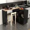 2-in-1 Kitchen Island Cart with Rubber Wood Top-Black