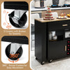 2-in-1 Kitchen Island Cart with Rubber Wood Top-Black
