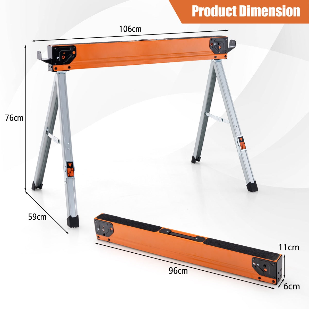 Dimensions of the orange saw horses
