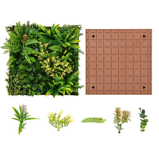 2 Pack Square Framed Artificial Foliage Wall Art showing the individual components and the back of one panel
