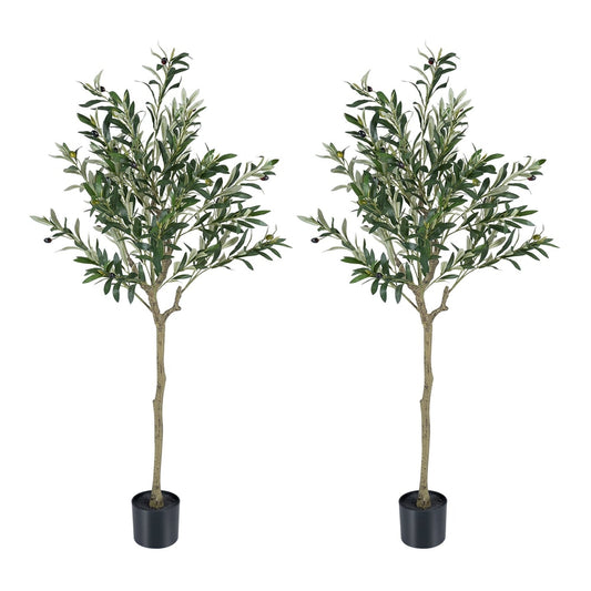 2 Piece 150 cm Artificial Olive Tree with two trees side by side