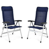 2-Piece Patio Portable Folding Lounge Chair with Raised Backrest-Navy