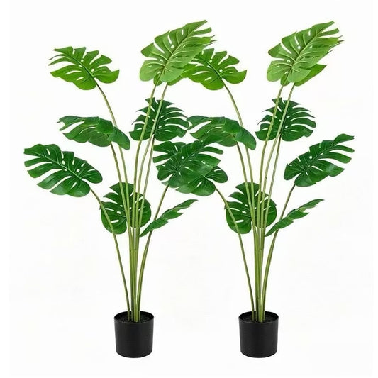 2 Pieces 120 cm Artificial Monstera Deliciosa Plant in Pot