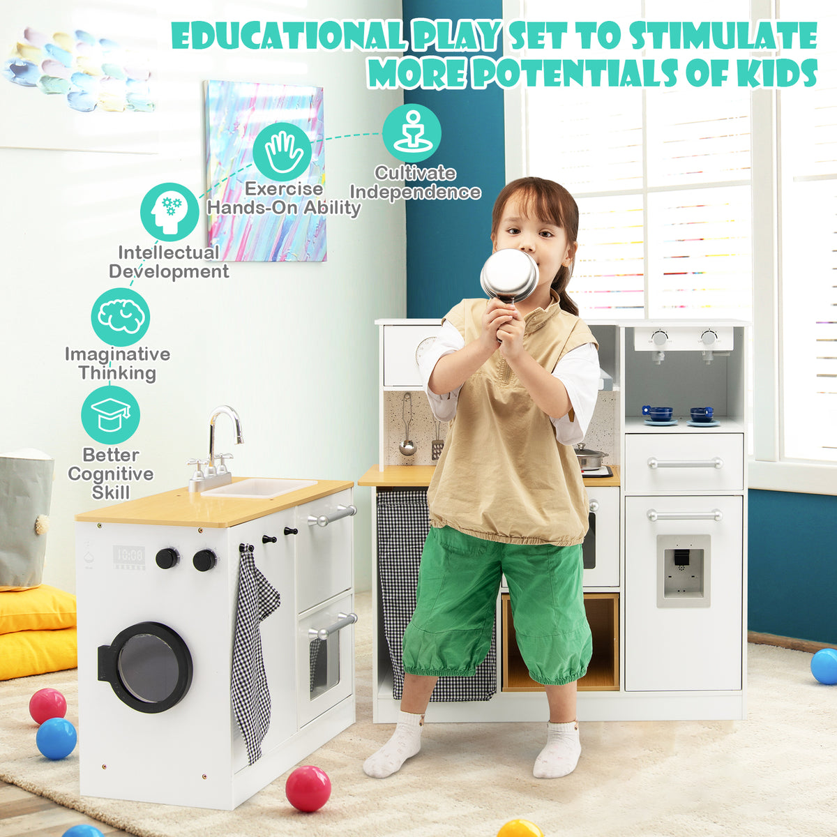Educational benefits of the play kitchen set for children's development