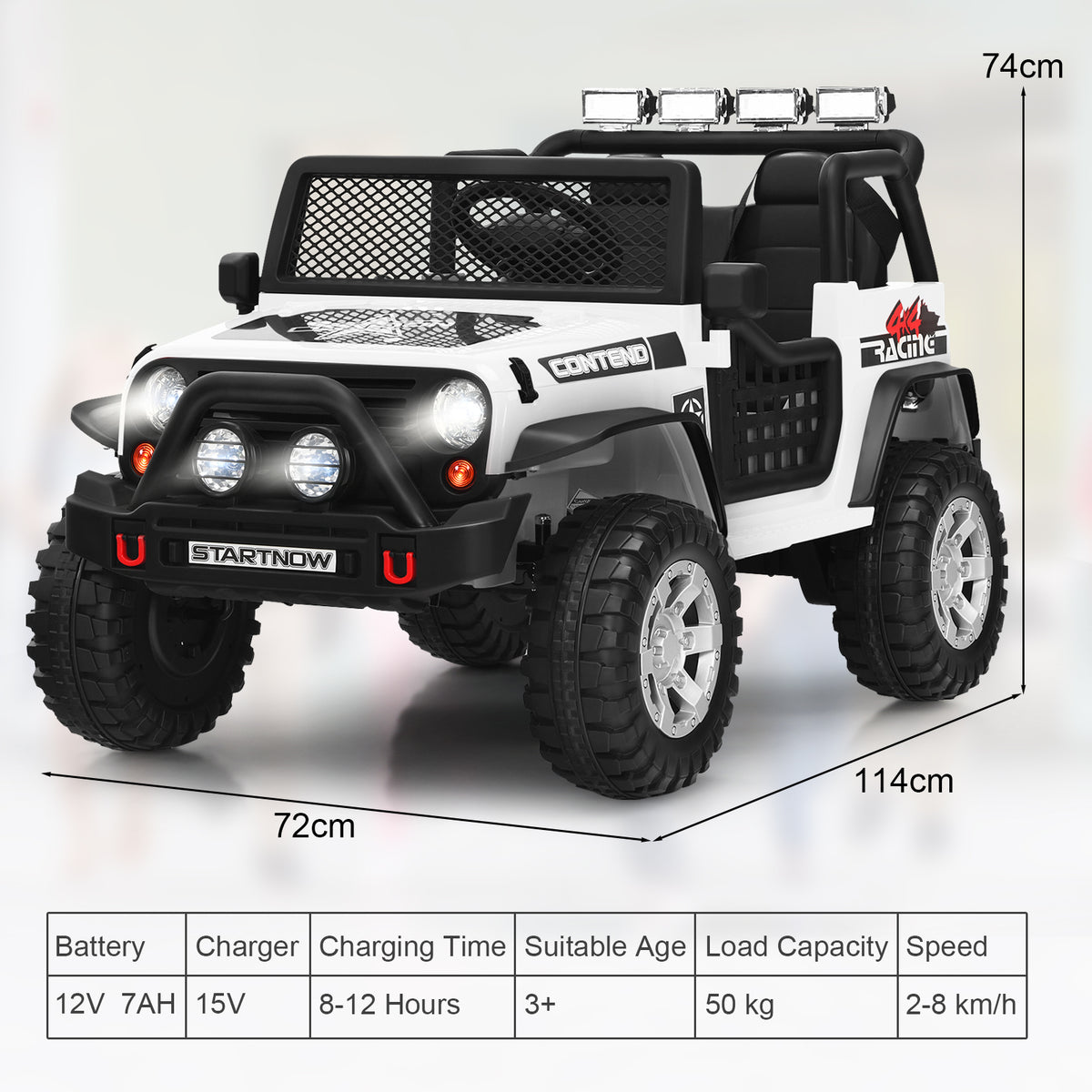 2-Seat Kids Ride on Truck with Parent Remote Control in White