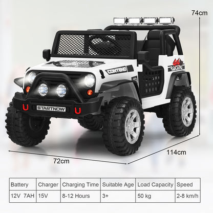 2-Seat Kids Ride on Truck with Parent Remote Control in White