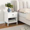 2-tier End Table Set of 2 with Drawer and Open Storage Shelf-White
