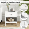 2-tier End Table Set of 2 with Drawer and Open Storage Shelf-White