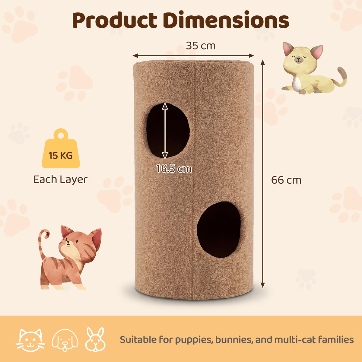 Diagram showing the dimensions of the cat furniture