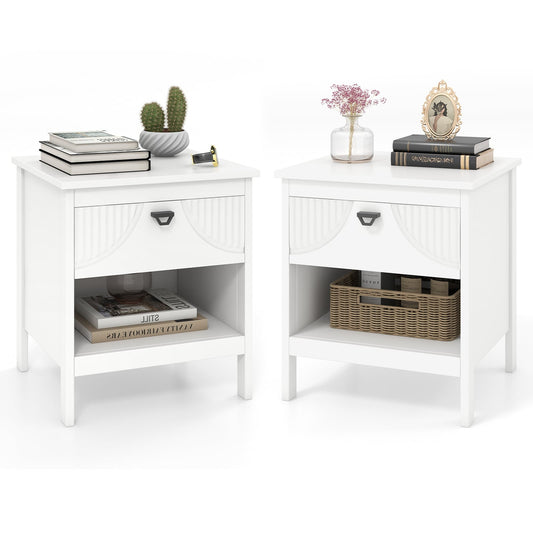 2-tier End Table Set of 2 shown side by side with books and decor on top and storage shelves