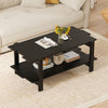 2-Tier Coffee Table with Storage Shelf for Living Room-Black