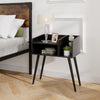 2-Tier Mid Century Modern Nightstand with Open Shelves-Black