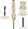 3-Tier Solar Powered LED Lighted Patio Umbrella-Beige