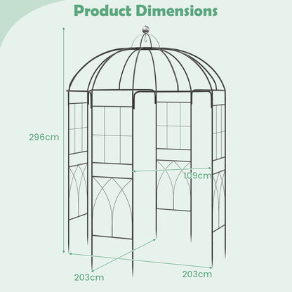 203 x 203 x 296 cm Birdcage Shape Metal Gazebo Pergola