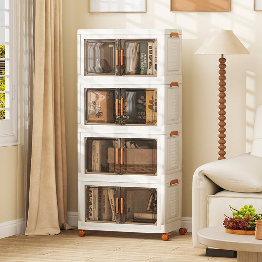 the storage bins in a living room, filled with books and decorative items