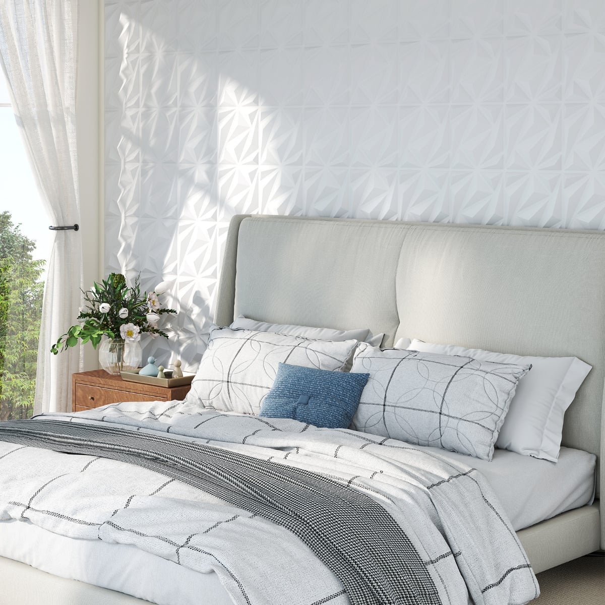 20-Pack 3D Acoustic Wall Panels  with Diamond Texture-White