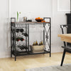 21 Bottle Wine Rack Freestanding with Glass Holder and Wooden Countertop-Rustic Brown