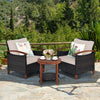 3-Piece Rattan Furniture Set with Removable Cushions abd Washable Covers-Brown
