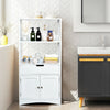 Freestanding Wooden Storage Cabinet with Open Shelves-White