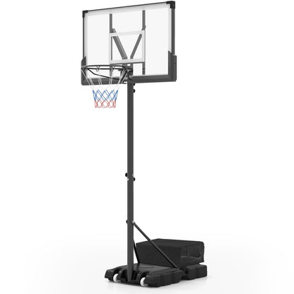 225CM-305CM Adjustable Basketball Hoop with 110CM Shatterproof Backboard standing on a white background