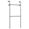 227CM Industrial Pipe Clothing Rack Wall Mounted Heavy-Duty Metal Garment Organizer-Black