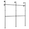 227CM Industrial Pipe Clothing Rack Wall Mounted Metal Garment Organizer-Black