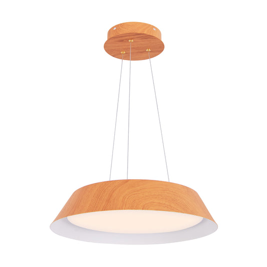 22W Modern Ceiling Light with wood grain effect and metal frame, a contemporary pendant light