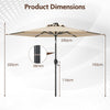 230 cm Solar Powered Patio Umbrella with LED Lights Push Button Tilt and Crank Handle-Beige