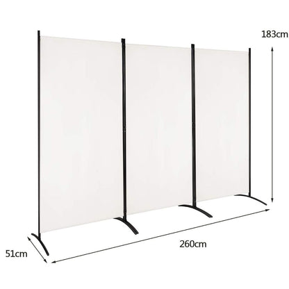3 Panel Folding Room Divider-Beige