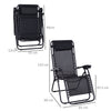 Outsunny Zero Gravity Chair Metal Frame Texteline Armchair Outdoor Folding and Reclining Sun Lounger with Head Pillow for Patio Decking Gardens Camping, Black